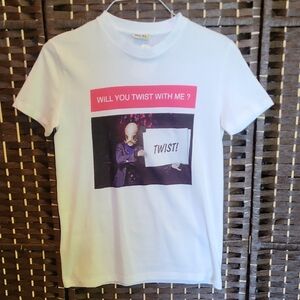 Miu Miu White Tee with Gold Pin Detail